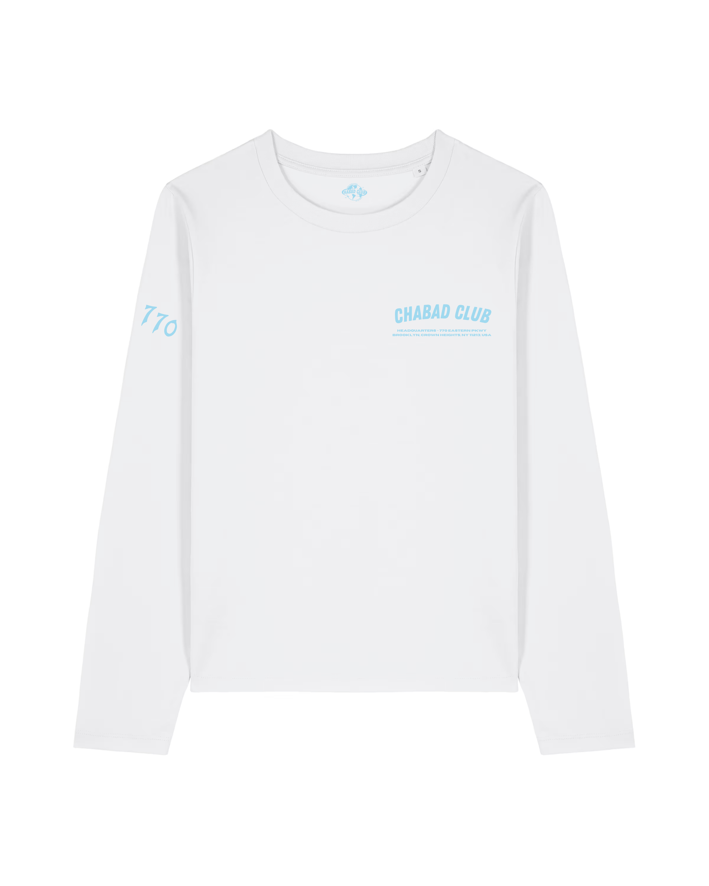 CHABAD CLUB TSHIRT MANCHES LONGUES MOSHIACH BLANC RECTO