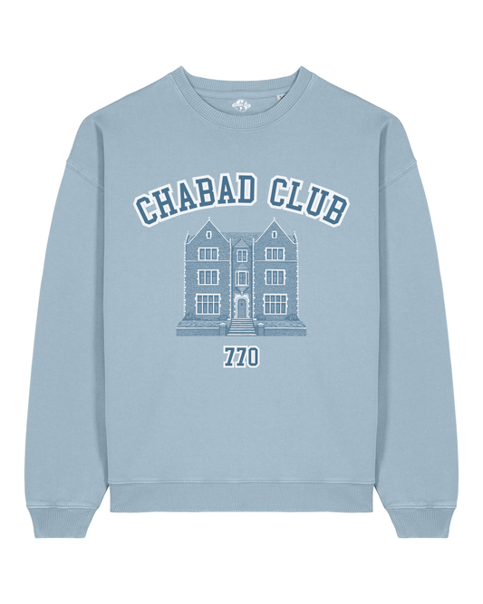 CHABAD CLUB SWEATSHIRT SYNA BLEU CIEL VINTAGE RECTO