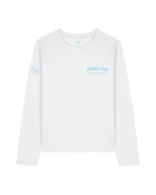 CHABAD CLUB TSHIRT MANCHES LONGUES MOSHIACH BLANC RECTO