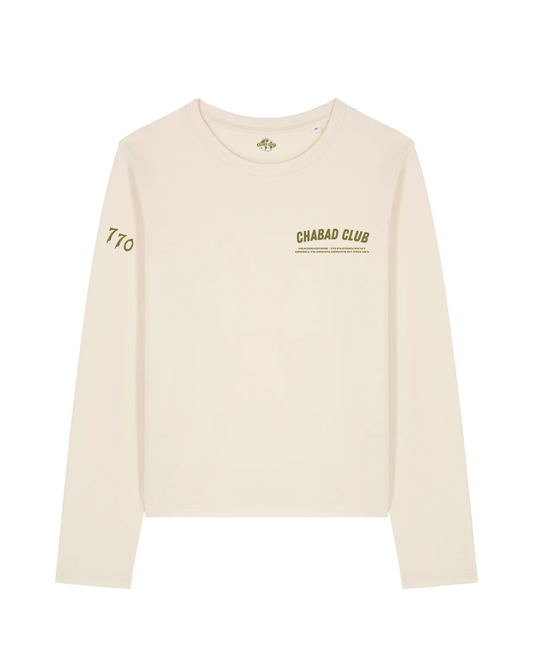 CHABAD CLUB TSHIRT MANCHES LONGUES MOSHIACH ECRU RECTO
