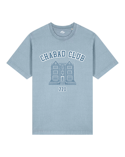 CHABAD CLUB TSHIRT SYNA BLEU CIEL VINTAGE RECTO